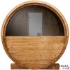 Thermory 4 Person Barrel Sauna with Back Window & front porch seating