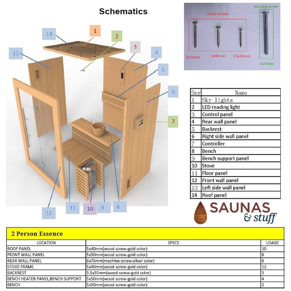 Essence 2 Person Traditional Sauna Assembly