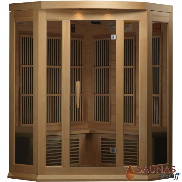 3 Person Cedar (MH) Corner Ultra-Low-EMF Carbon Fiber Infrared Sauna