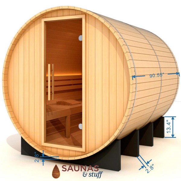 6 Person Pacific Cedar Outdoor Barrel Sauna Dimensions
