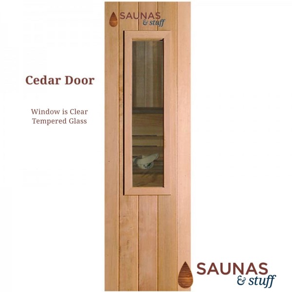 2' x 6'8" Cedar Sauna Door with Small clear glass window