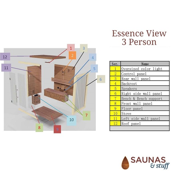 Essence View 3 Person Sauna
