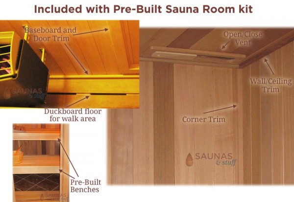 More Pre-Built Sauna Standard Features