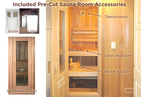 Pre-Cut Sauna Standard Features