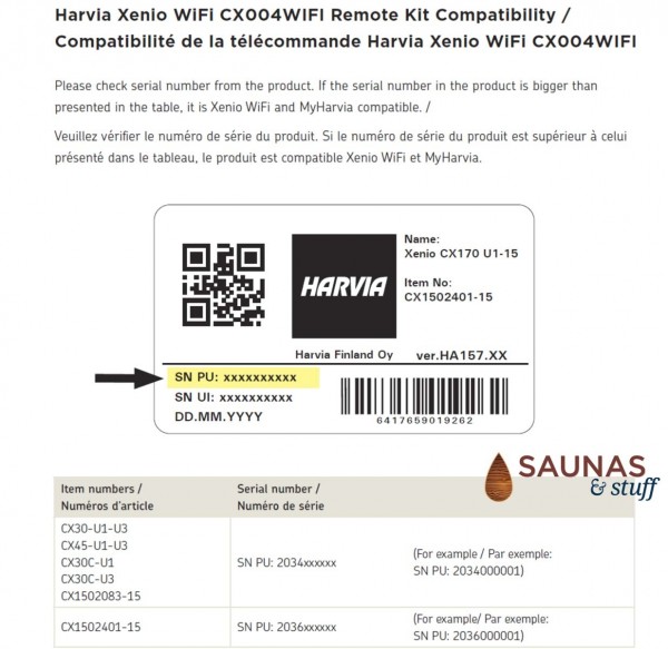 Harvia XENIO Wi-Fi Sauna Control Compatibility